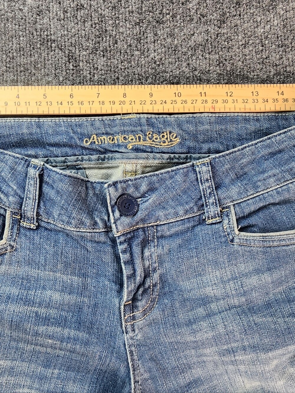 American Eagle Outfitters Vintage Y2k Jeans Wideleg Flair Low Rise Women Size 10 - Picture 6 of 14